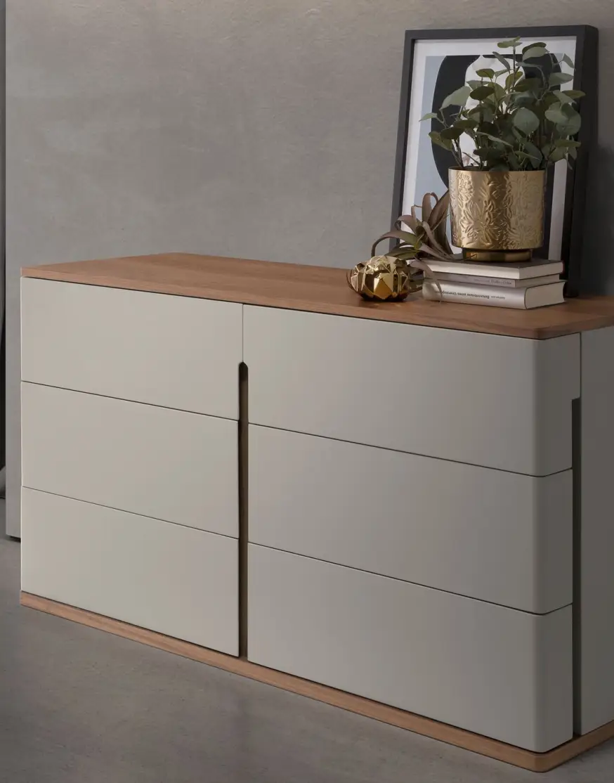 Комод  7168/MC2320DR из серого лака и орехового дерева