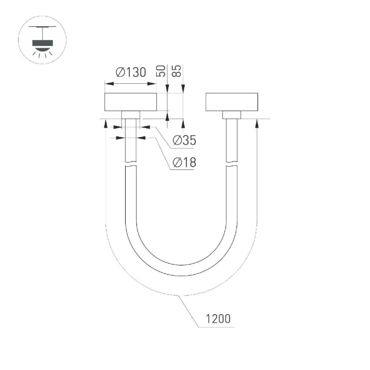 Подвесной светильник Arlight SP-TROPIC-SURFACE-R18-L1200-18W Warm3000 (GD, 360 deg, 230V) 043402