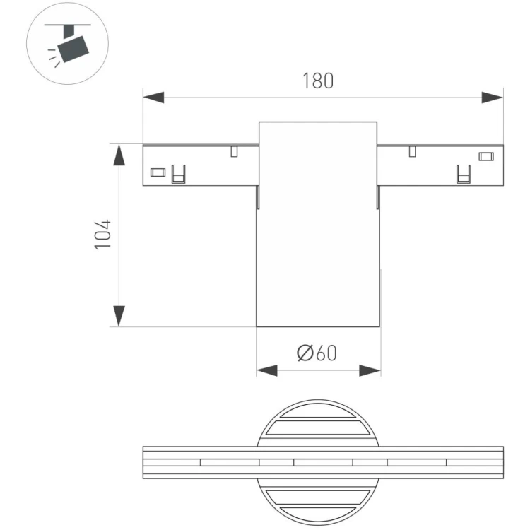Трековый магнитный светильник Arlight MAG-ORIENT-AXIO-R60-10W Warm3000 (WH, 24 deg, 48V) (IP20 Металл) 059259