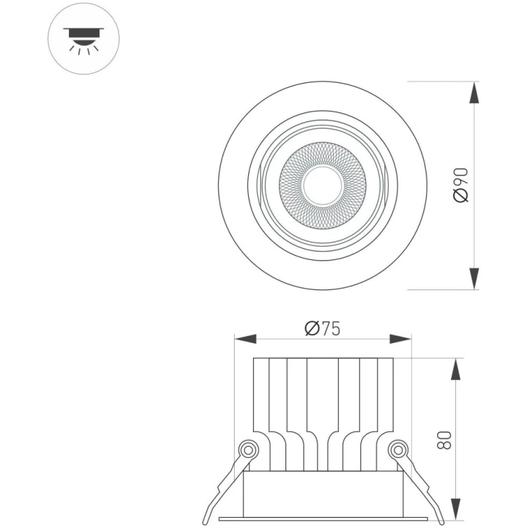 Встраиваемый светильник Arlight MS-VORTEX-BUILT-R90-12W Warm3000 (WH-WH, 20 deg, 230V) 056564