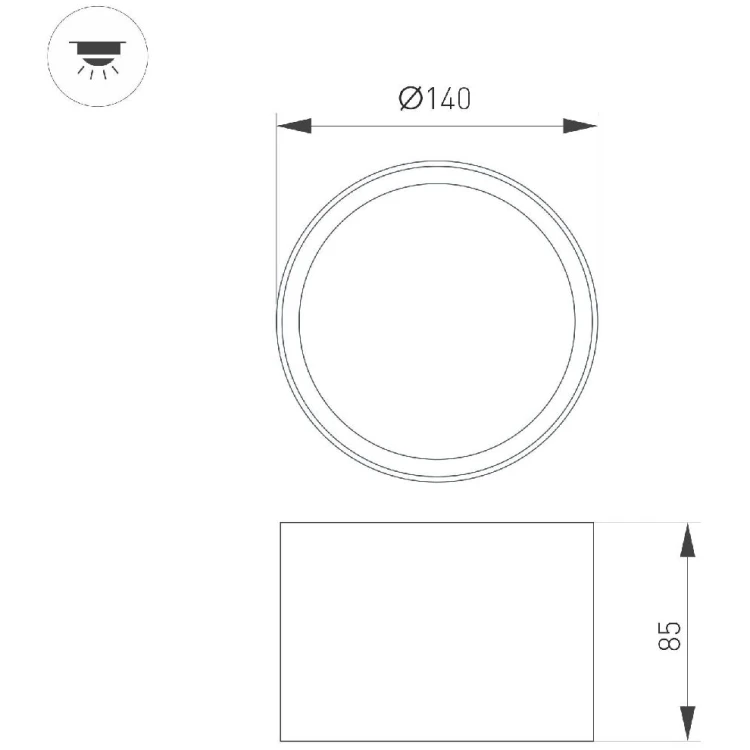 Накладной светильник Arlight SP-BISCOTTO-R140-15W Warm3300-MIX (WH-GD, 80 deg, 230V) 054915