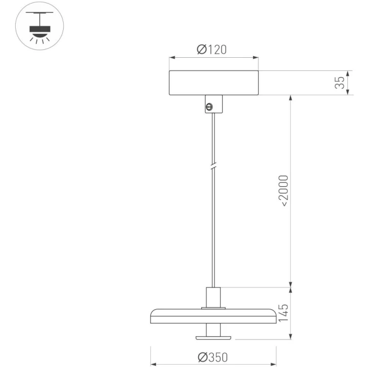 Подвесной светильник Arlight SP-KOTARO-R350-12W Warm3000 (BG-BG, 36 deg, 230V, TRIAC) 057228