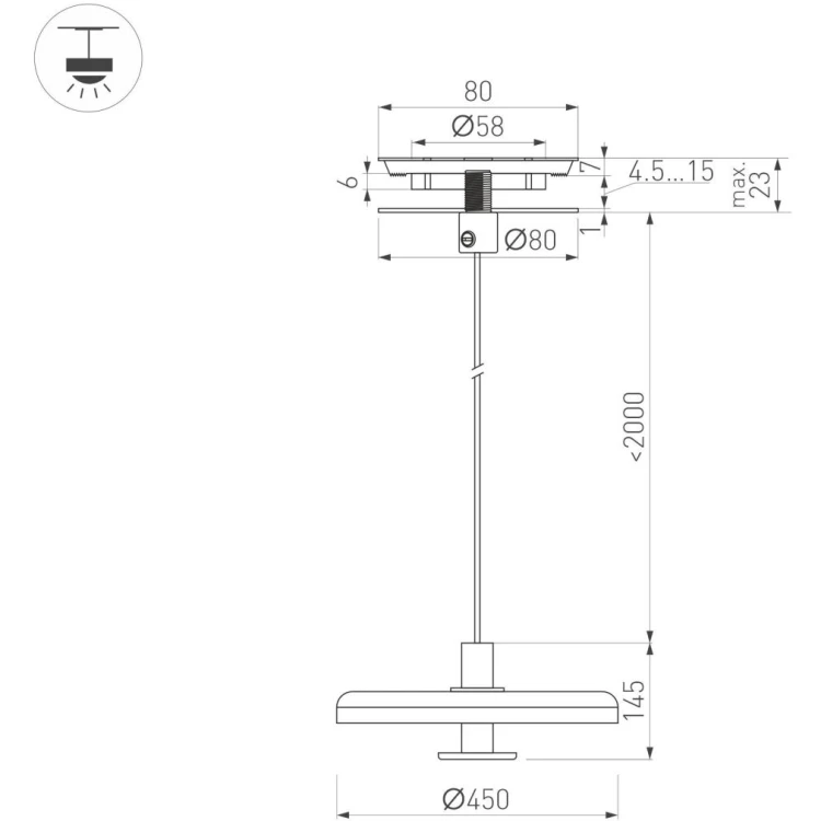 Подвесной светильник Arlight SP-KOTARO-R450-12W Warm2700 (BG-BG, 36 deg, 230V, TRIAC) 057226