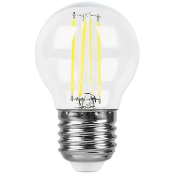 Лампа светодиодная филаментная Feron E27 7W 6400K прозрачная LB-52 38222