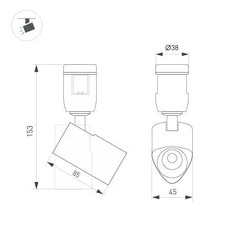Трековый светильники Arlight ART-APRIORI-SPOT-TURN-R45-8W Warm3000 047797