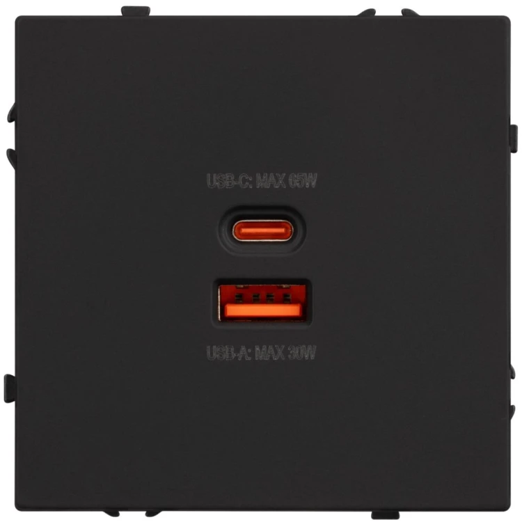 Механизм розетки с быстрой USB зарядкой Arlight SCT-NOBE-MUAC-SFPL-FC-BK (65W, QC3) 054317