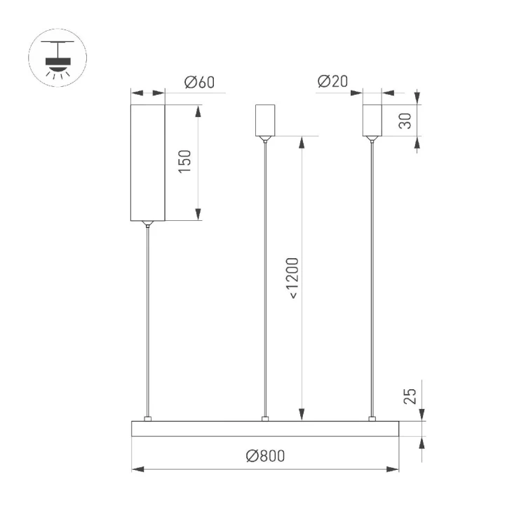 Подвесной светильник Arlight SP-CONGO-MULT-1-R800-42W Warm3000 (GD, 120 deg, 230V) 046250