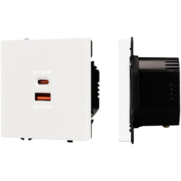 Механизм розетки с быстрой USB зарядкой Arlight SCT-NOBE-MUAC-SFPL-FC-WH (65W, QC3) 054316