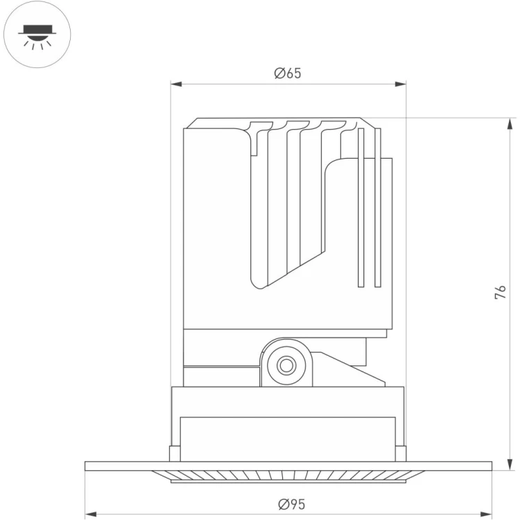 Встраиваемый светильник даунлайт Arlight MS-ARADO-TRIMLESS-R65-9W Warm3000 (WH-WH, 24 deg, 230V) (IP20 Металл) 058774