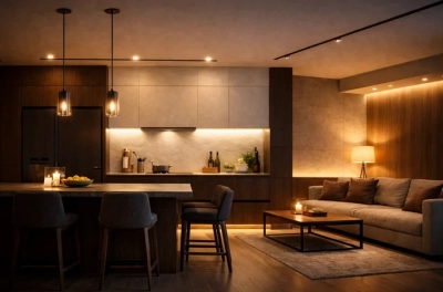 Архитектура кухни-гостиной 2026: синергия света и премиальных мебельных систем