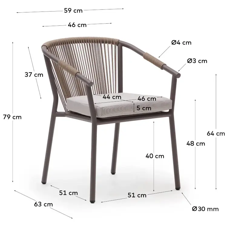 Xelida Садовый стул из алюминия и коричневого шнура