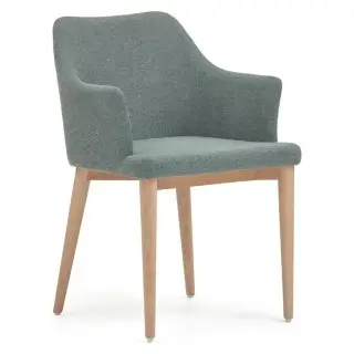 Croft Стул из синели темно-зеленого цвета с ножками из массива ясеня