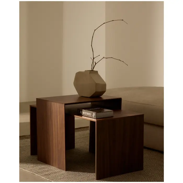 Litto Приставной столик из шпона ореха натурального цвета 55 x 40 см