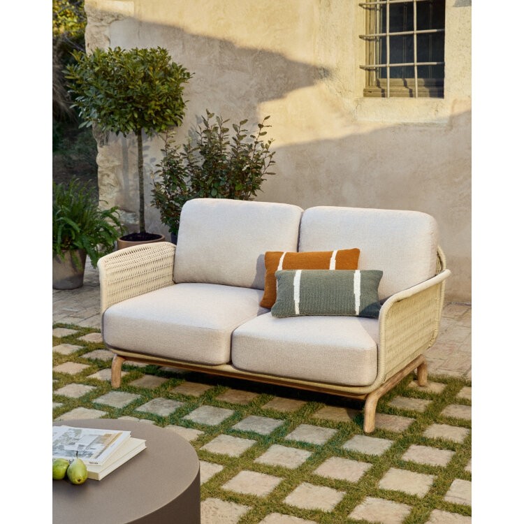 Уличный диван Alipa из акации и веревки цвета экрю 165 см