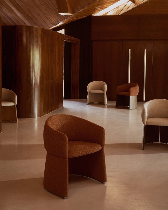 Стул Bosca из терракотовой шенилловой ткани