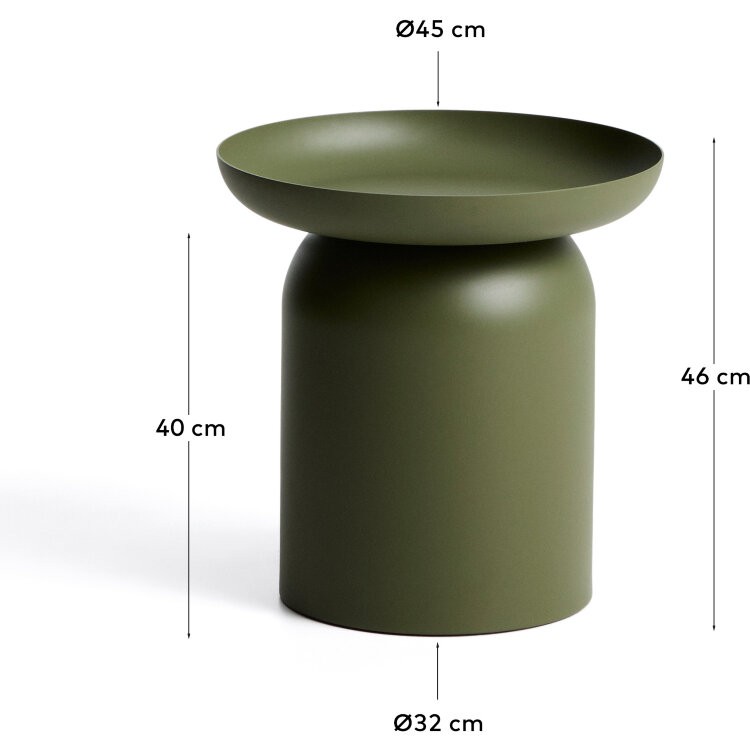 Уличный столик Arcola из зеленого алюминия, диаметр 45 см