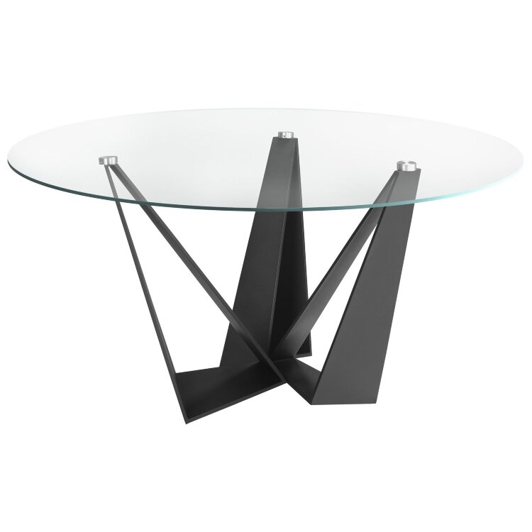 Стеклянный круглый стол c черными ножками CT2061 /1045 Ø150