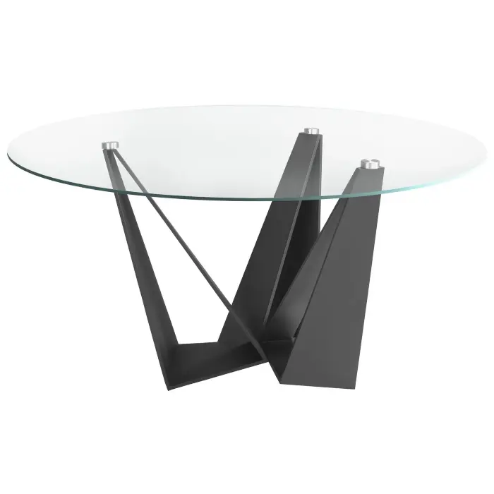 Стеклянный круглый стол c черными ножками CT2061 /1045 Ø150