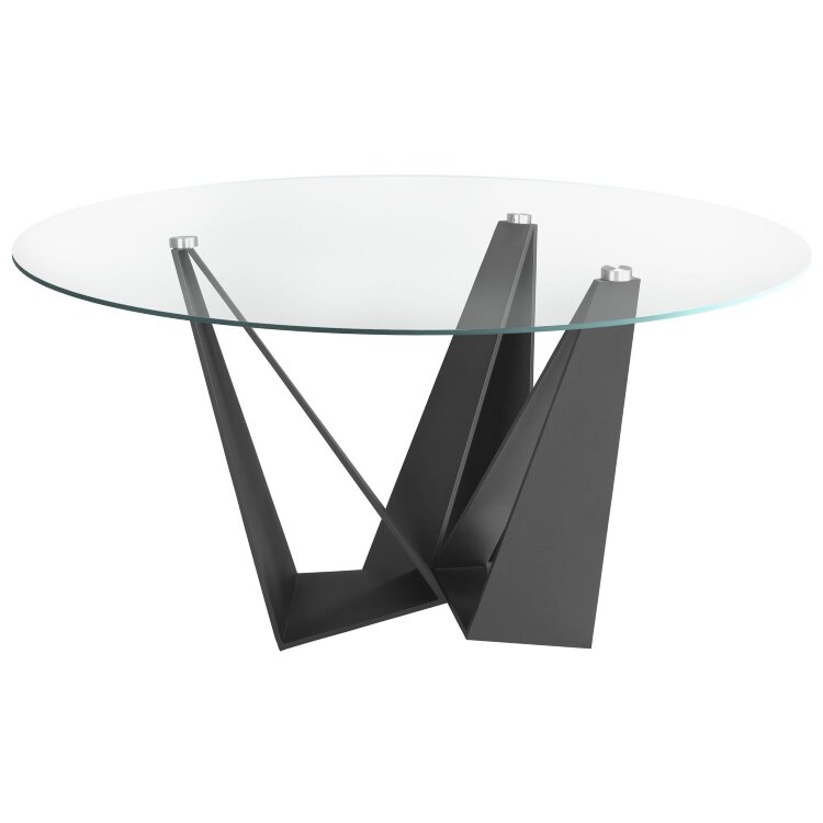 Стеклянный круглый стол c черными ножками CT2061 /1045 Ø150
