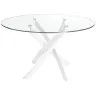 Круглый обеденный стол из закаленного стекла и белой стали 1138-Ø130