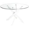 Круглый обеденный стол из закаленного стекла и белой стали 1138-Ø130