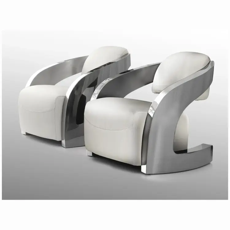 Кожаное кресло Amanda белый/сталь