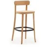 Барный стул Romane из бука с натуральной отделкой шпона ясеня и сиденьем из ротанга