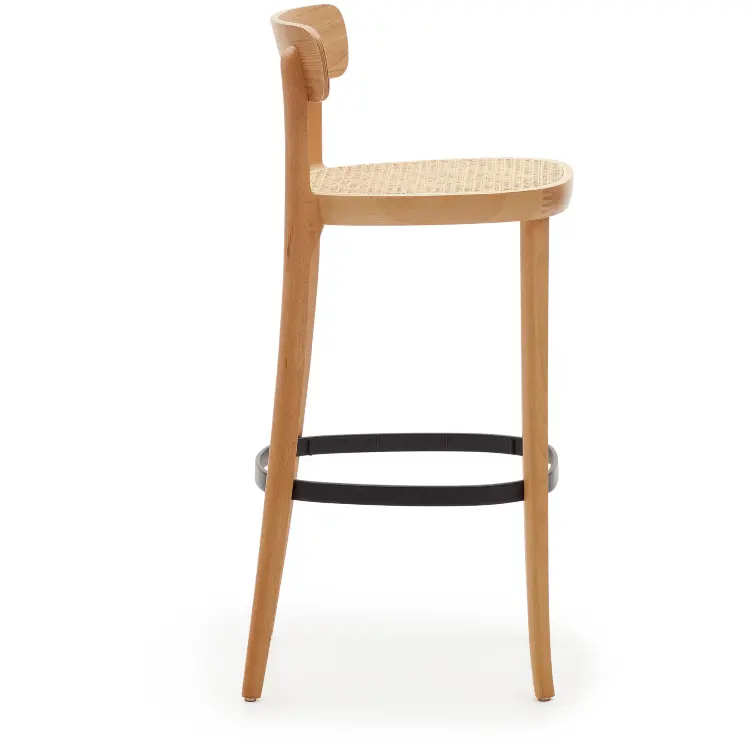 Барный стул Romane из бука с натуральной отделкой шпона ясеня и сиденьем из ротанга