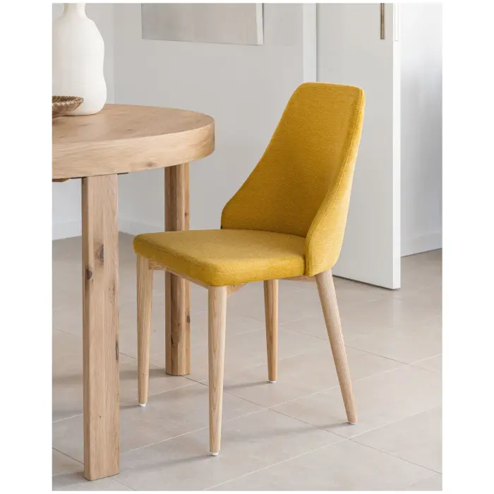 Rosie Стул из горчичной синели с ножками из массива ясеня