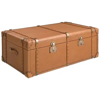 Коричневый кожаный чемодан-сундук 2146