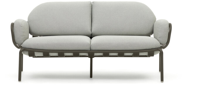 Уличный диван Joncols из серой ткани и зеленым алюминиевым каркасом 164 см