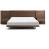 Кровать Norlen с 2 прикроватными тумбочками из орехового шпона с темной отделкой LED 160 x 200 см