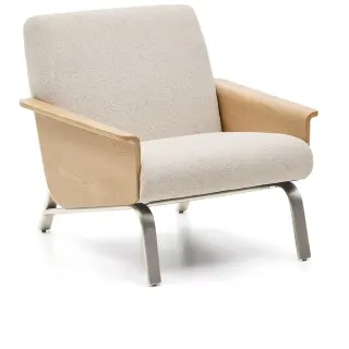 Кресло Amsen бежевое из дубовой фанеры со стальными ножками