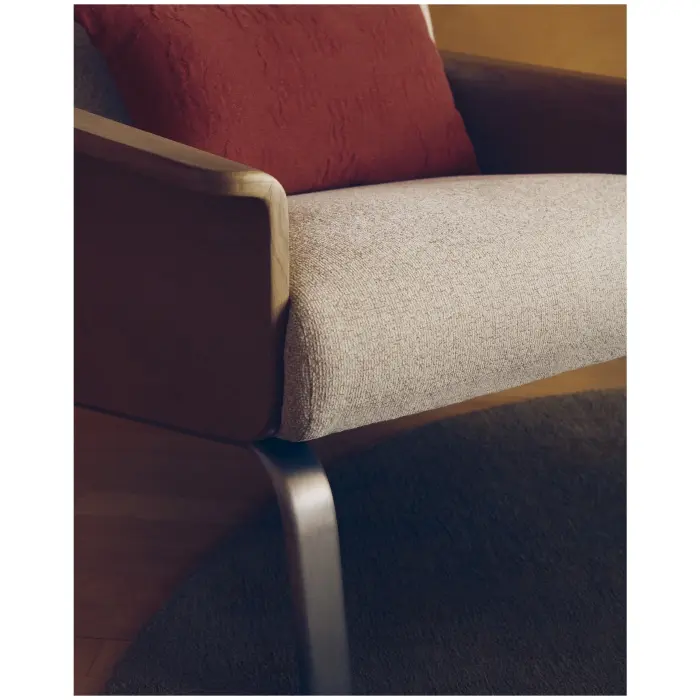 Кресло Amsen бежевое из дубовой фанеры со стальными ножками