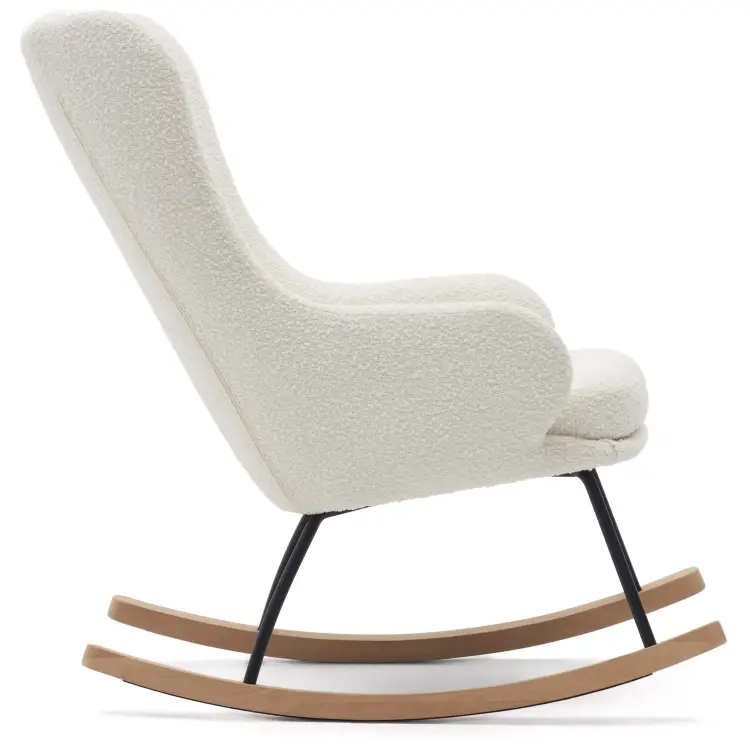 Maustin Кресло-качалка из белой овчины со стальной конструкцией и деревом бука
