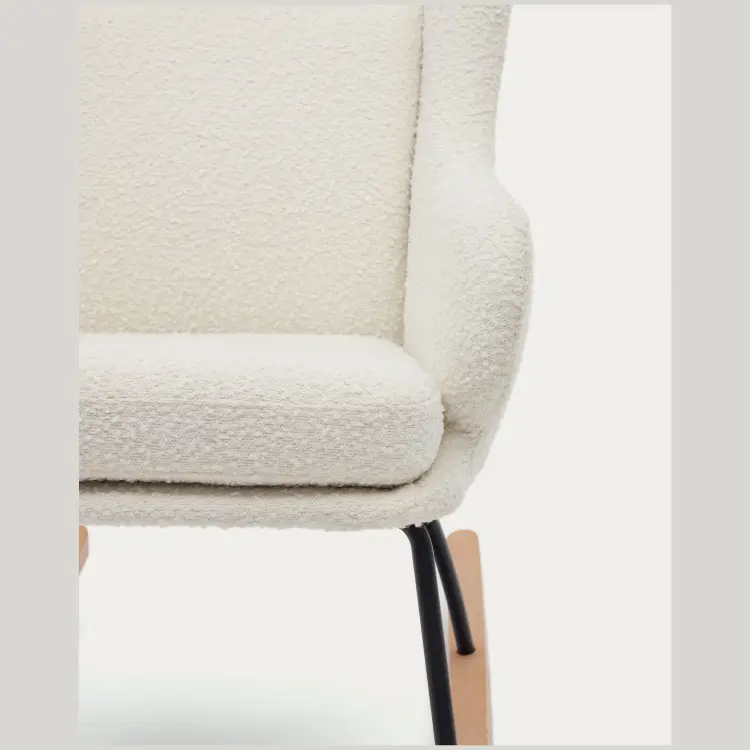 Maustin Кресло-качалка из белой овчины со стальной конструкцией и деревом бука