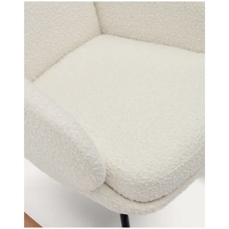 Maustin Кресло-качалка из белой овчины со стальной конструкцией и деревом бука