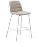 Полубарный стул Zunilda из синели бежевого цвета и стали с матовой белой отделкой