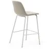 Полубарный стул Zunilda из синели бежевого цвета и стали с матовой белой отделкой