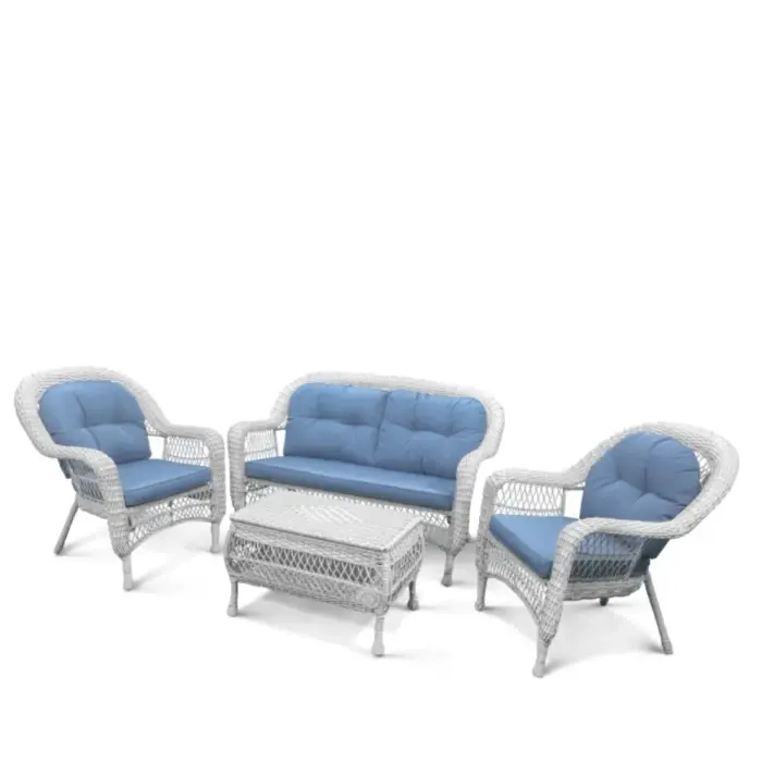 Плетеный комплект для отдыха из искусственного ротанга  LV-520 White-Blue