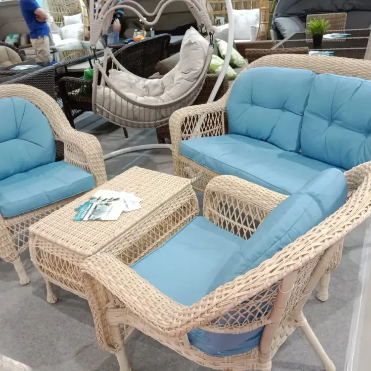 Плетеный комплект для отдыха из искусственного ротанга LV-520 White-Blue