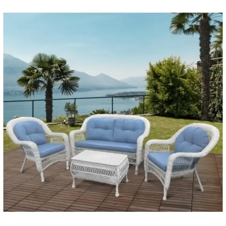 Плетеный комплект для отдыха из искусственного ротанга  LV-520 White-Blue