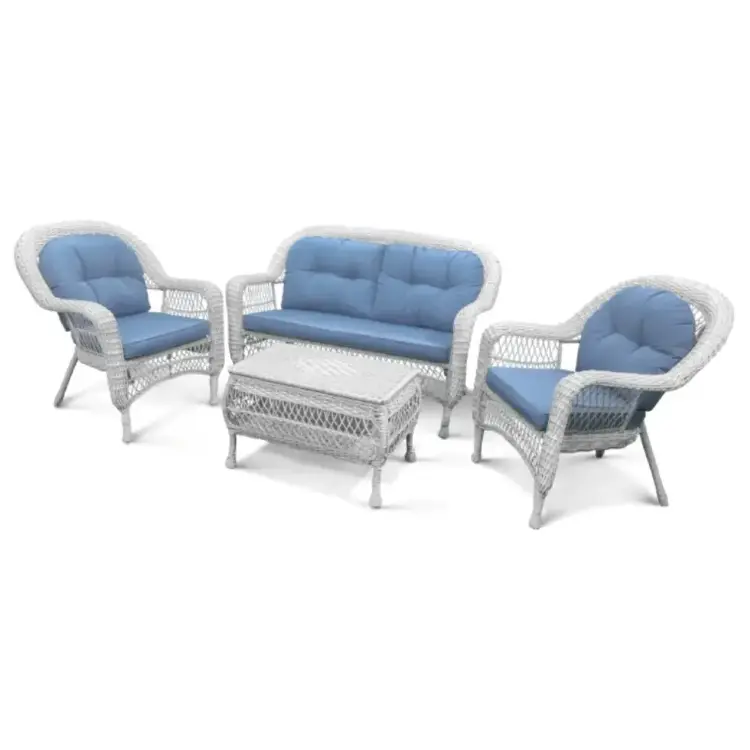 Плетеный комплект для отдыха из искусственного ротанга  LV-520 White-Blue