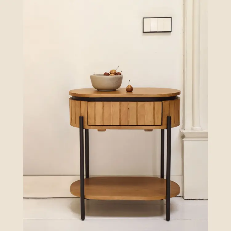 Licia Прикроватная тумбочка из дерева манго с натуральной отделкой 55 x 56 см