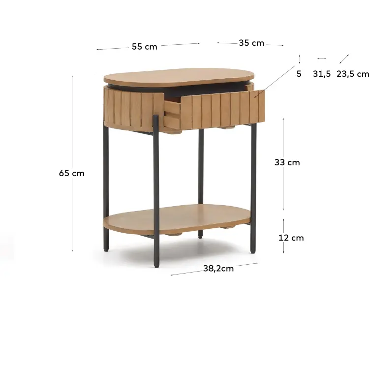 Licia Прикроватная тумбочка из дерева манго с натуральной отделкой 55 x 56 см