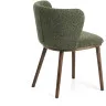 Стул Ciselia из темно-зеленого шенилла с ножками из ясеня в отделке орех