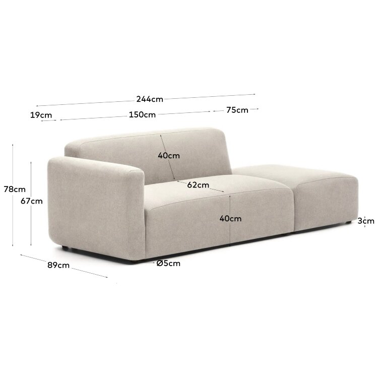 Neom 2-х местный диван со задним модулем бежевого цвета 244 см