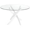 Круглый обеденный стол из закаленного стекла и белой стали 1138-Ø120