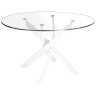 Круглый обеденный стол из закаленного стекла и белой стали 1138-Ø120