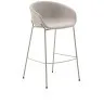 Барный стул Yvette из бежевого шенилла с бежевыми стальными ножками 75 см